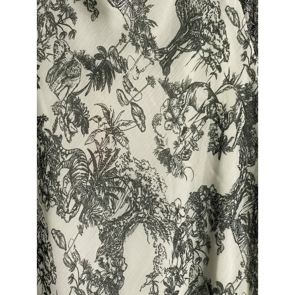 Tamara H Black & White Jungle Print Short Sleeve Top Size 2X